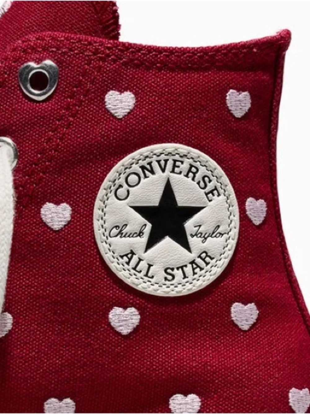 Converse Chuck Taylor All Star High Top Shoes Hearts Red Sneaker Youth Size 5.5
